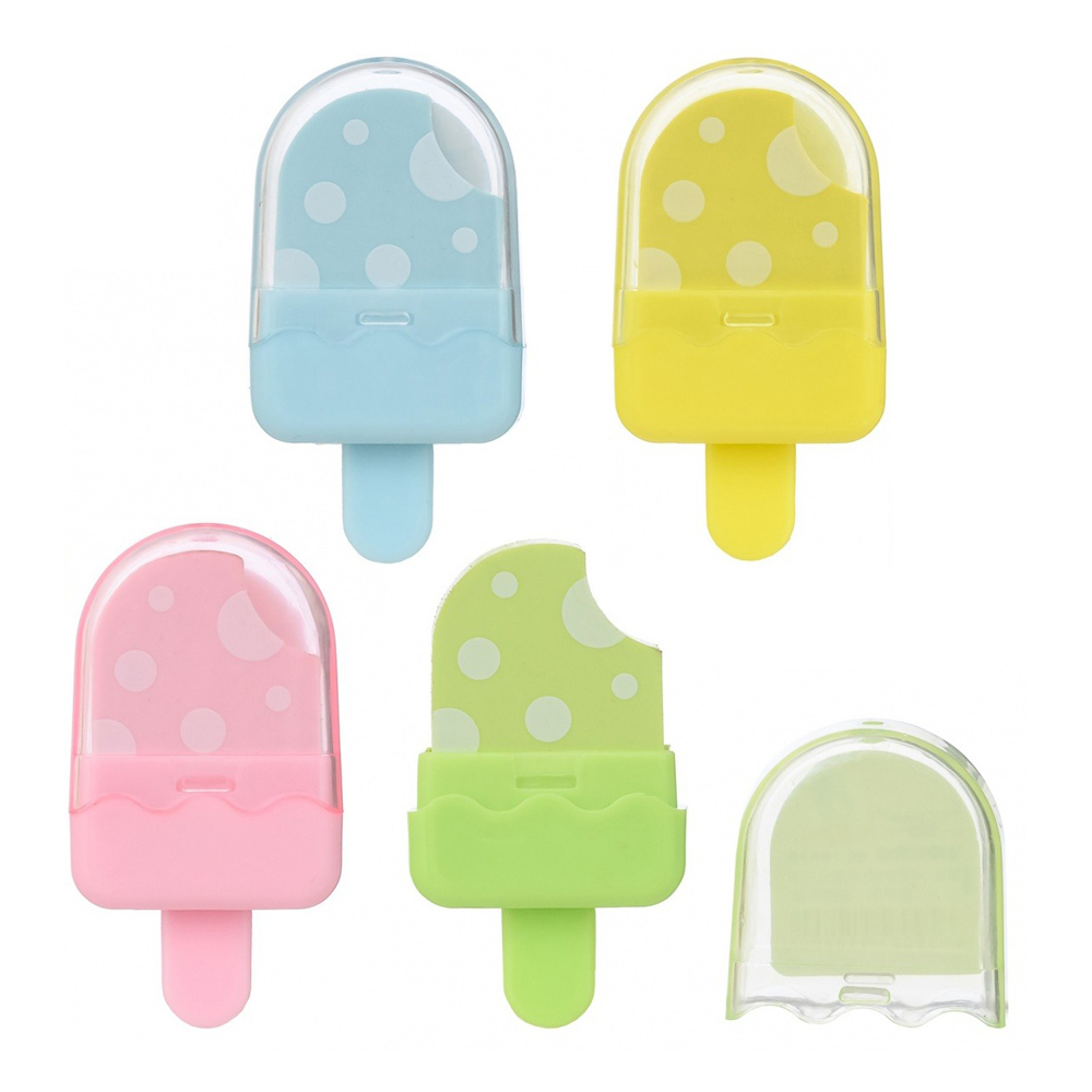 Ластик Basir, фигурный, серия "Мороженое", цветной корпус в форме мороженого, пастельные цвета, с крышкой в прозрачном футляре