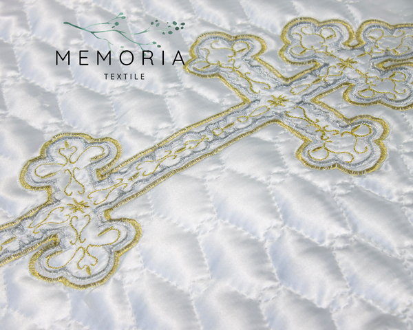 Комплект ритуальный с вышивкой "Крест-Ажур" атлас-стеганка