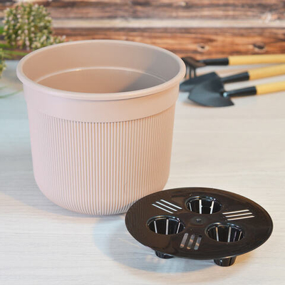 Горшок цветочный Сканди 1л с дренажной вставкой, какао