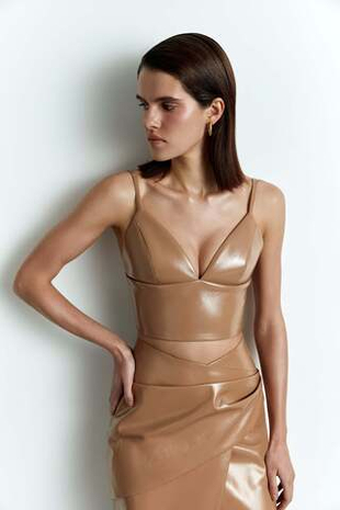 Укороченный топ-бюстье из лаке