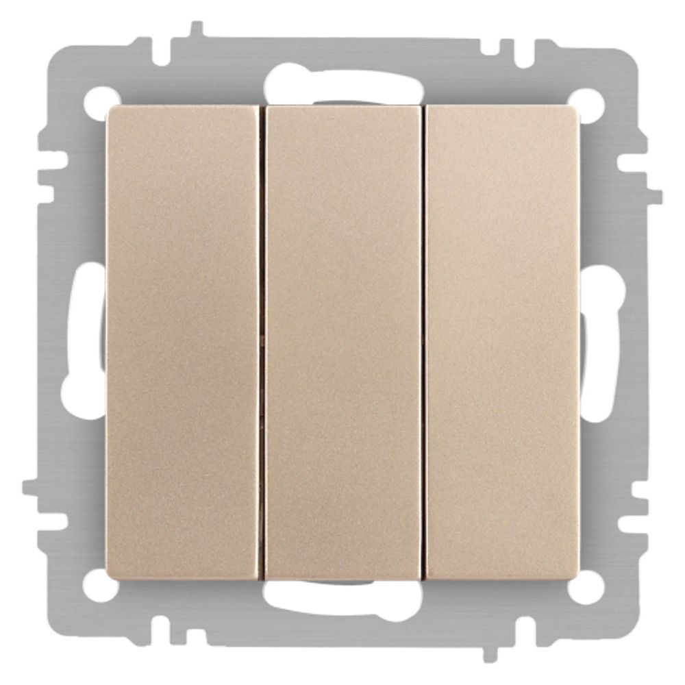 Выключатель Intro Accent 6-106-04 тройной, 10А-250В, IP20, СУ, AL/CU, шампань | Intro