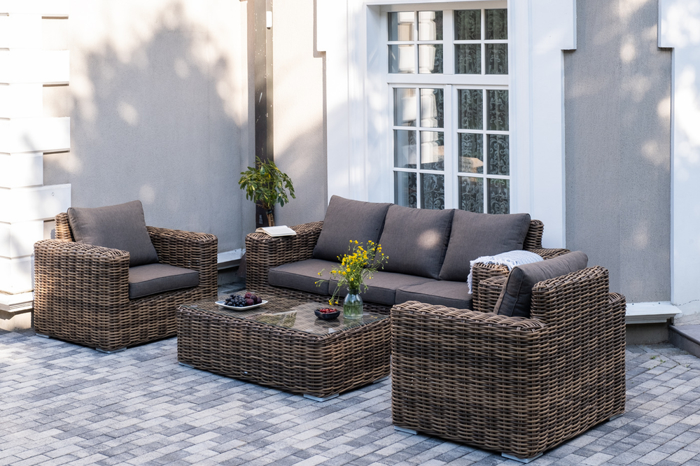 "Палермо" лаунж-зона из искусственного ротанга, цвет соломенный