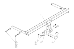 Фаркоп для Volkswagen Tiguan 2016-2024, Skoda Kodiaq 2017-2023 Тип шара: A. Нагрузки: 2500/100 к, SK 12
