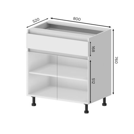 Кухня Модуль Н1Я 800 нижний Белый / Кашемир