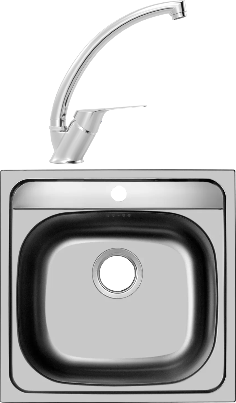 Комплект Мойка Domaci Равенна Ssik DCL 480*480 (6) TG + Смеситель MEGA Mega MG-BMK016, хром