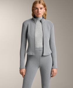 Oysho Теплая длинная техническая куртка, серый меланж