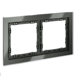 Рамка стеклянная VOLTUM S70 на 2 поста, (титан, стекло) vls110206