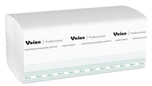 Полотенца бумажные листовые Veiro Professional Basic 1-слойные V-сложения 250 листов в упаковке
