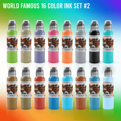 16 Color Ink Set #2 World Famous Tattoo Ink  (1 oz).
