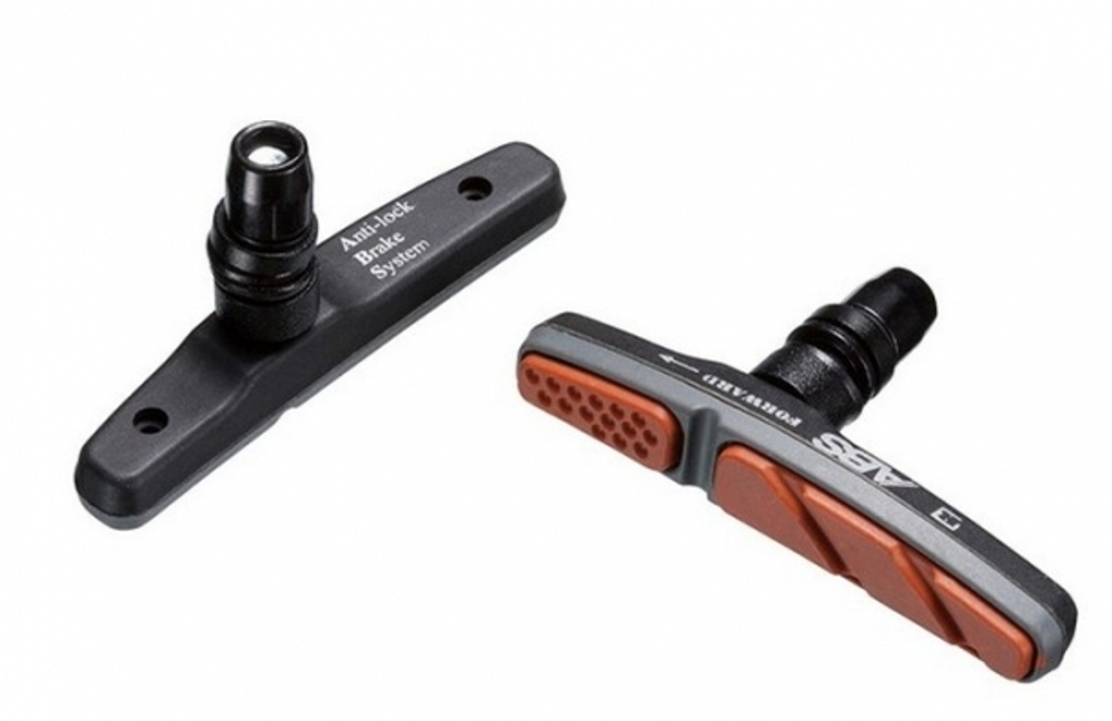 Колодки для V-brake серо-оранжевые, ABS-system, чёрный корпус.ABS-02V