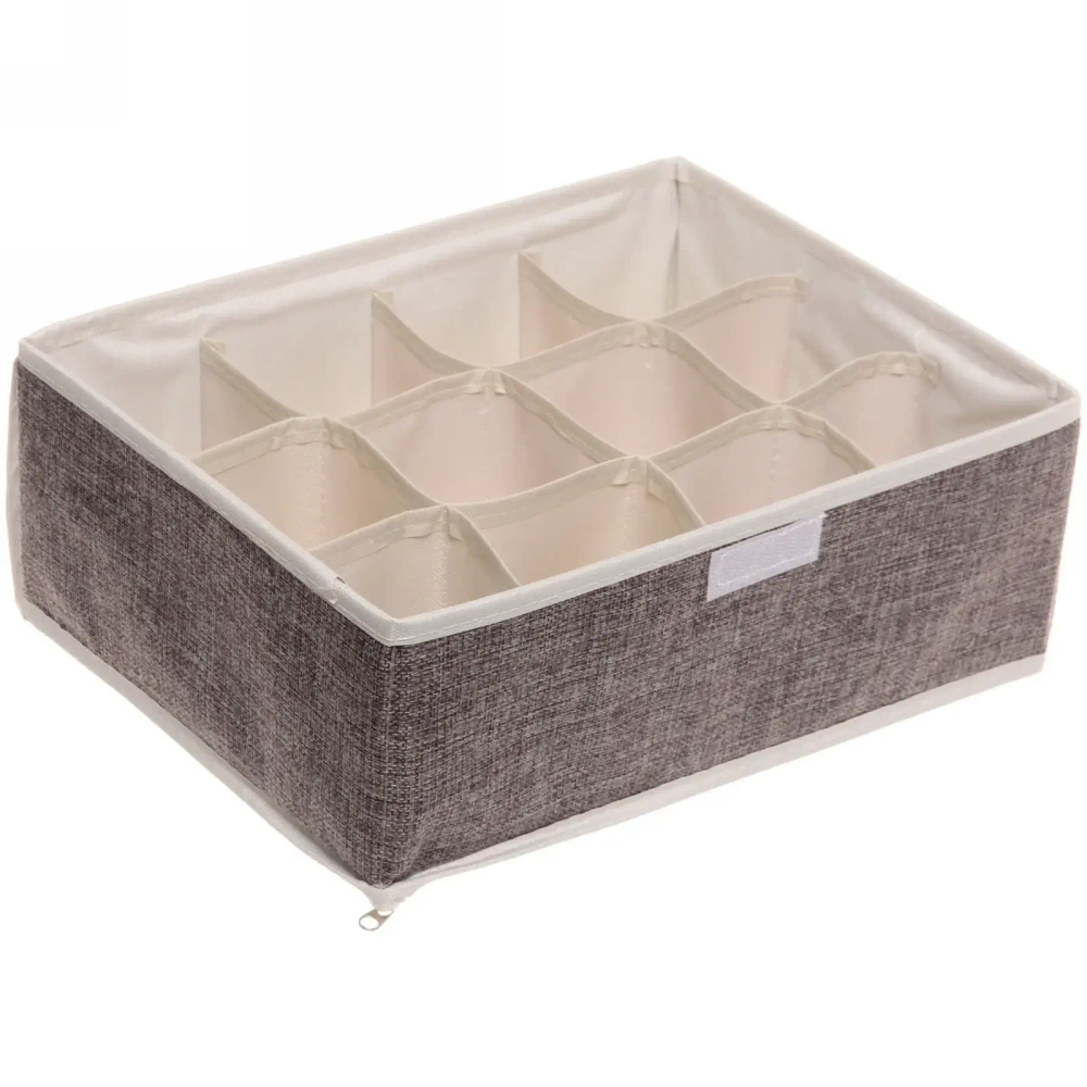 Кофр - органайзер для хранения вещей с прозрачной крышкой «УЮТДОМА», цвет серый, 12 отделений, 32*23*12см✦