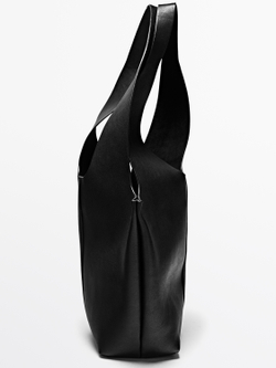 Massimo Dutti Сумка-тоут из кожи наппа, черный