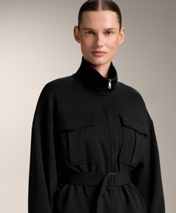 Oysho Куртка с ремнем из мягкой ткани с модалом, черный