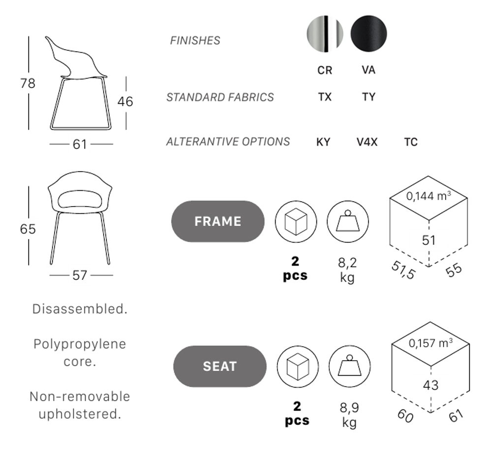 Кресло с обивкой Scab Design Lady B Pop sledge frame, антрацит, коралловый