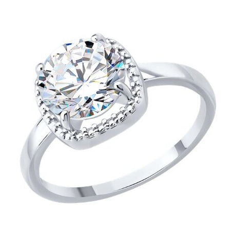 Кольцо из серебра с фианитами