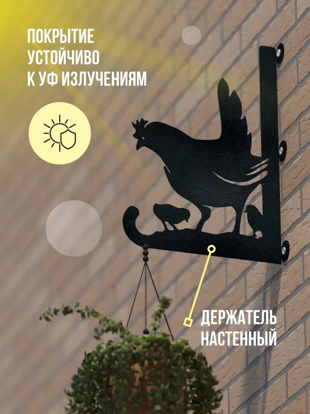 Кронштейны для кашпо Курица и Петух-2 шт черные