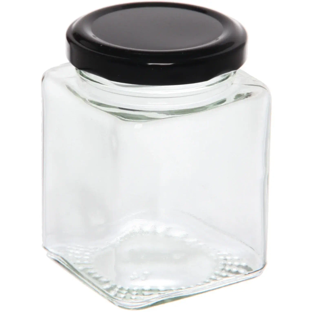 Банка для продуктов стеклянная 200 мл с винтовой крышкой, квадратная