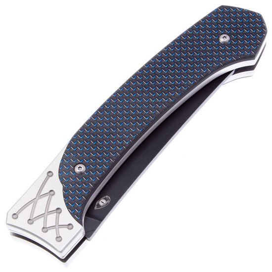 Складной нож Reptilian Пчак-1 blue c клинком из стали D2, рукоять карбон