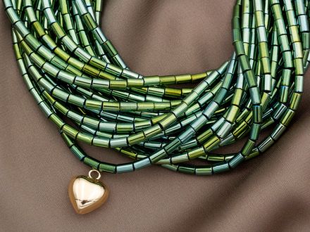 Нить гематитовых бусин "Трубочки" 3,8х6мм