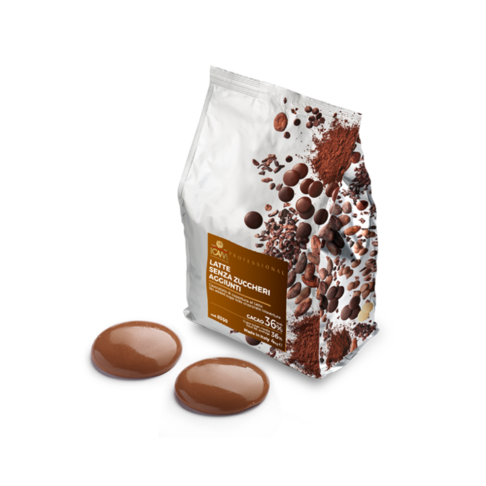 Молочный шоколад Latte Senza Zuccheri Accuinti 36% БЕЗ САХАРА* ICAM, Италия, 1кг