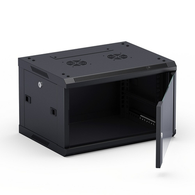 Телекоммуникационный шкаф NEOMAX Шкаф телекоммуникационный настенный 6U (600х450), стеклянная дверь, замок-ключ (3 шт), разборный, цвет черный (1 коробка)[NCB-WM6U-6045GK3-100-BK]