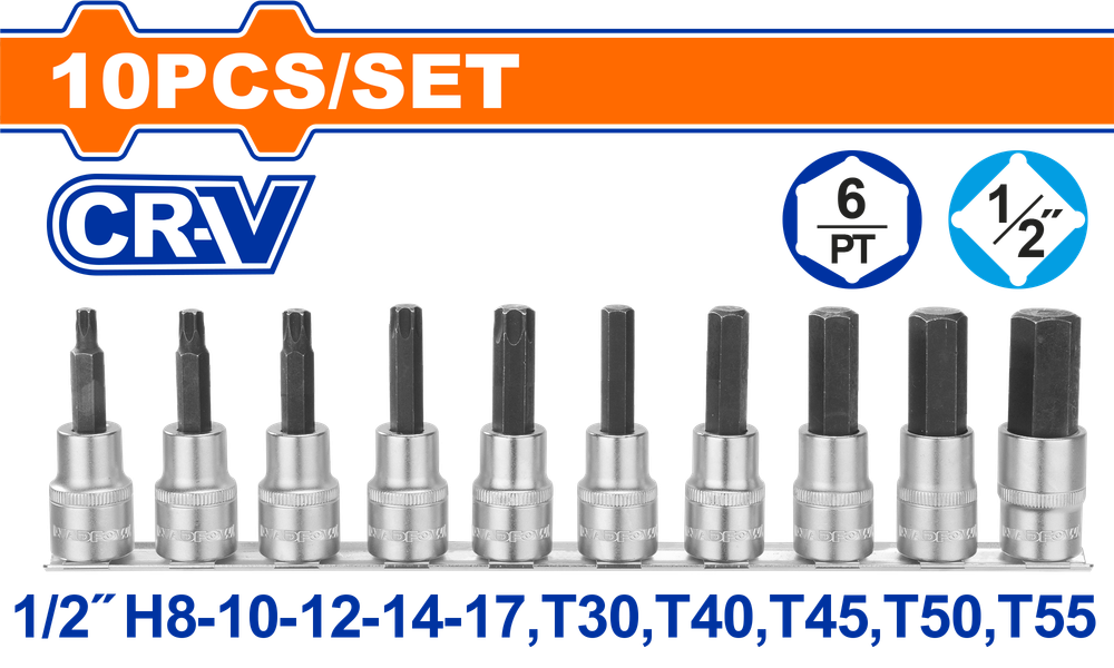 Набор головок HEX и TORX внешний WADFOW WST1412 1/2&quot;  H2- H7, T8-T27