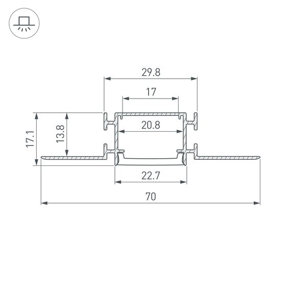 Профиль встраиваемый Arlight Fantom-Bent-W23-Top-2000 Anod 040347