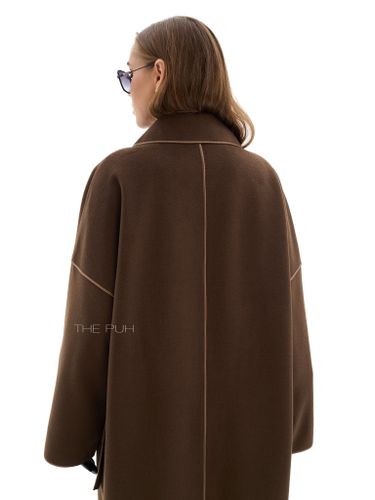 Шоколадное двубортное пальто без подкладки
