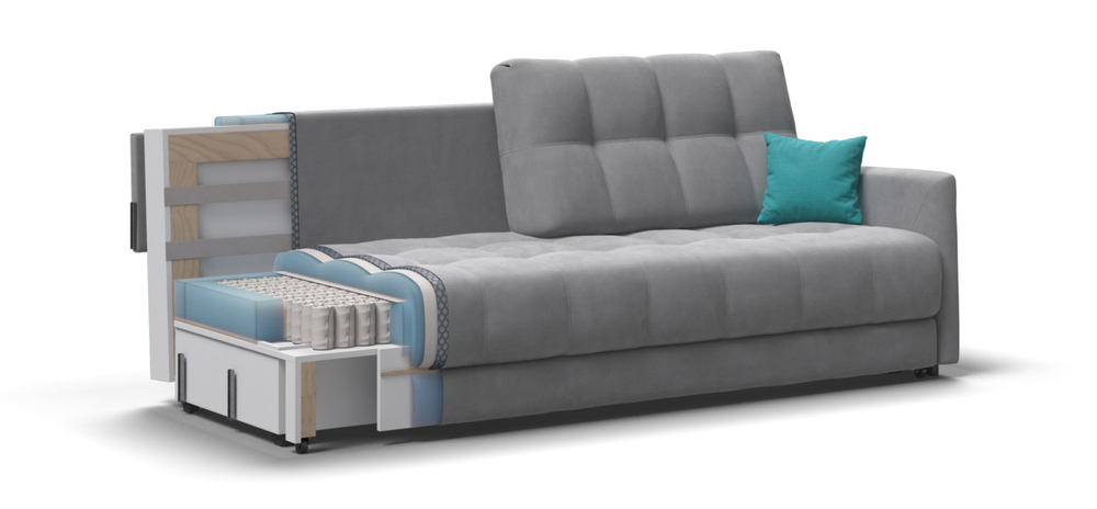 Диван BOSS 2.0 LOFT велюр Monolit сталь