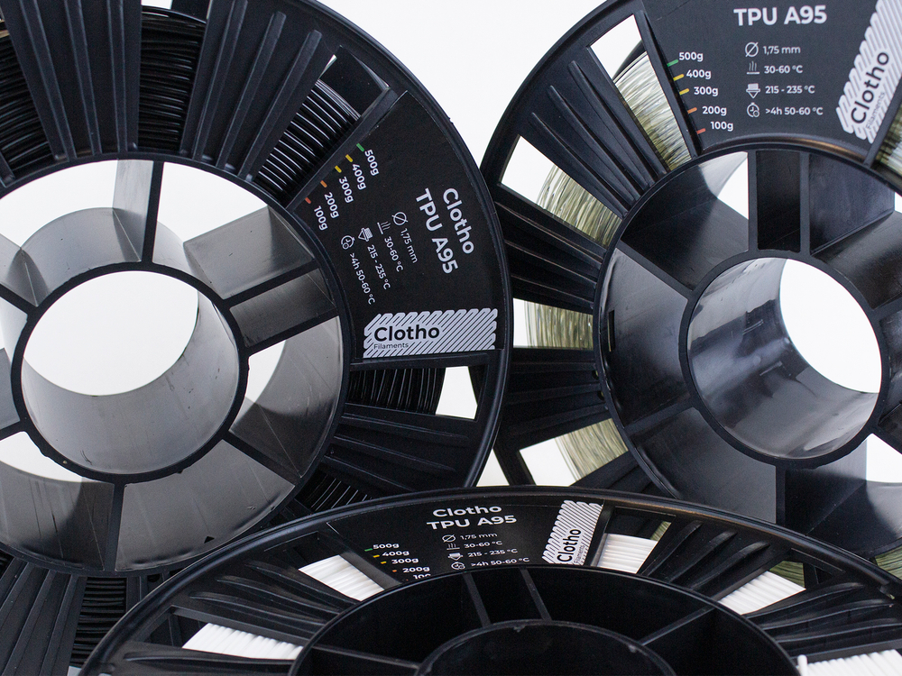 Пластик для 3D-принтера, Clotho Filaments, Clotho TPU A95, черный, 1.75 мм 500 г