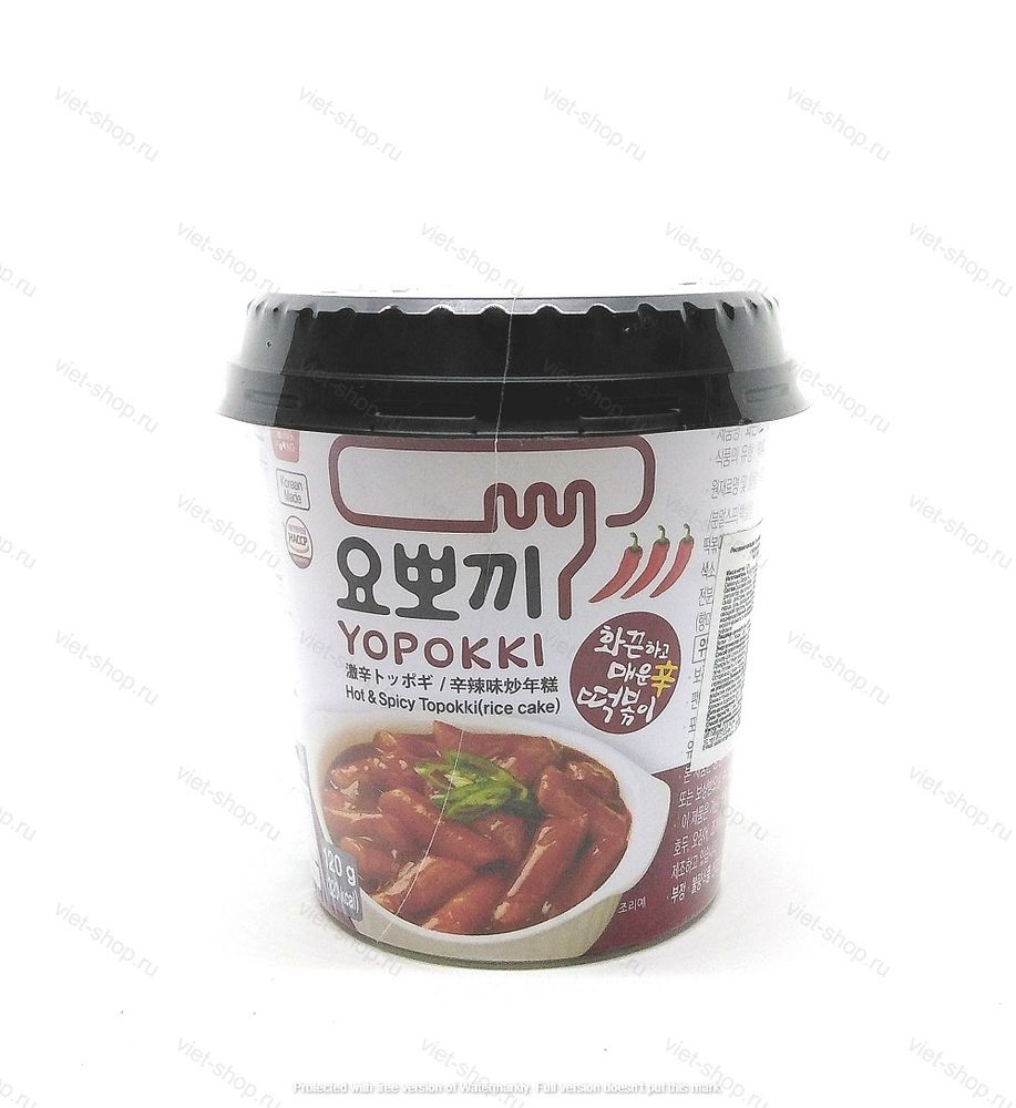 Корейские рисовые клецки Topokki (топокки) с острым пряным соусом, 120 гр.