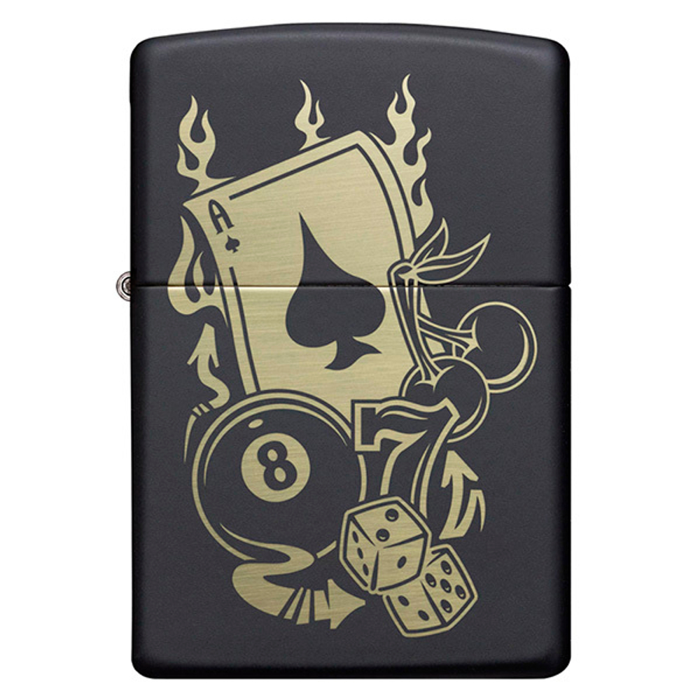 Зажигалка Zippo Gambling Design с покрытием Black Matte