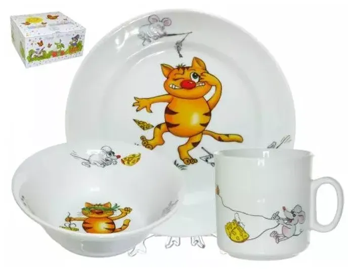 Набор посуды ДФЗ 3пр. (360,175,200мл)ф.653 идиллия Кошки-мышки