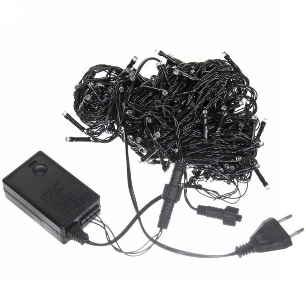 Гирлянда для улицы 20м 240 ламп LED чёрный провод, 8 реж, IP-54, Красный (возможность соединения)