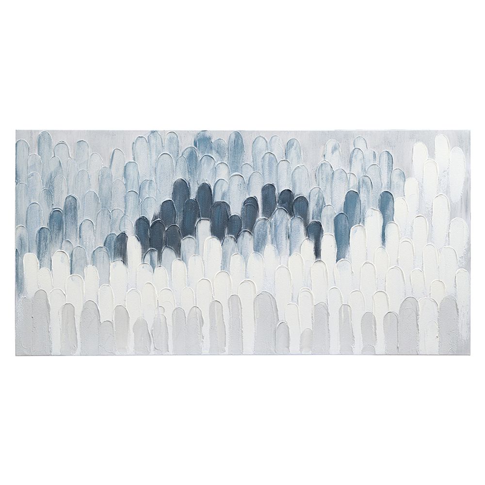 Панно декоративное с ручной росписью By Feel, 140х70 см, серо-голубое