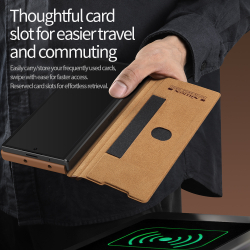 Кожаный чехол книжка коричневого цвета (British Brown) от Nillkin для Samsung Galaxy Z Fold 6, серия Qin Pro Leather с защитной шторкой для камеры