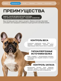 Корм сухой для взрослых собак породы Французский бульдог, с лососем, 12 кг, QUATTRO