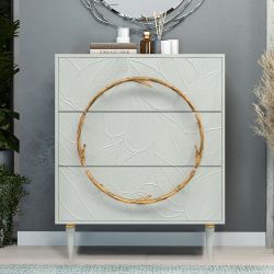 Комод Арт Колор leaves Классик Голд с 3 ящиками Серый дым