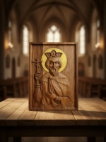 Освященная Икона святого Константина Великого из дуба