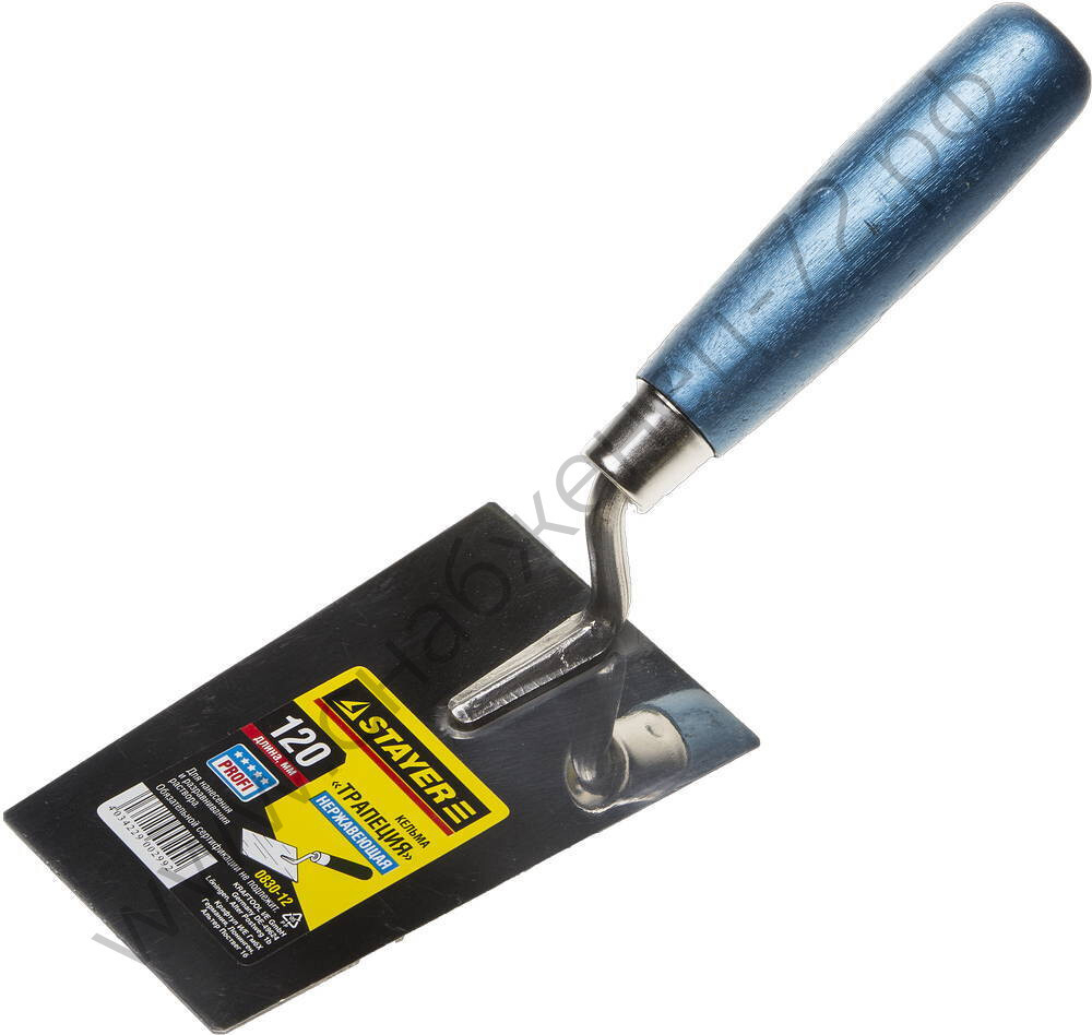 STAYER 120 мм, нержавеющее полотно деревянная рукоятка, кельма трапеция, PROFESSIONAL (0830-12)