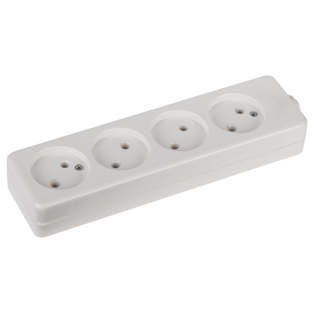 Колодка ЭРА K-4 4 розетки без зазeмления белая | Колодки