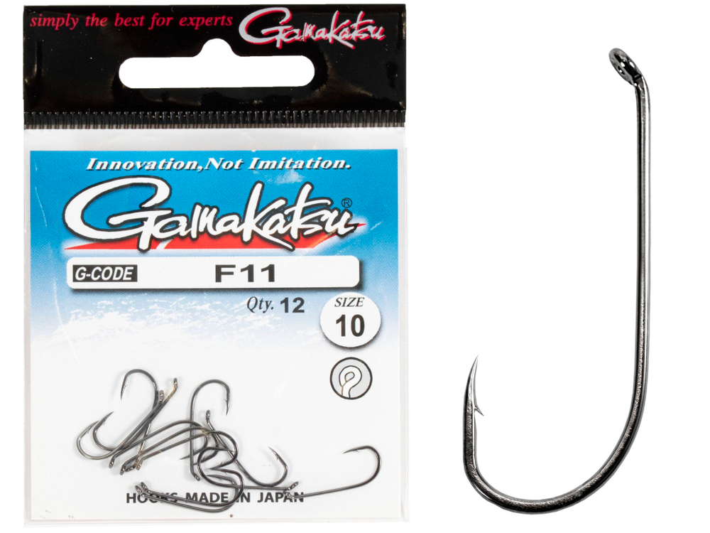 Крючки Gamakatsu F11 NEW LABEL HOOKS BLACK разм. 10 12шт.