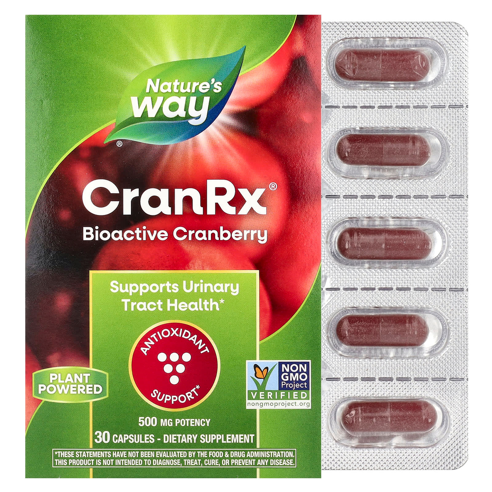 Nature's Way, CranRx®, биоактивная клюква, 500 мг, 30 капсул