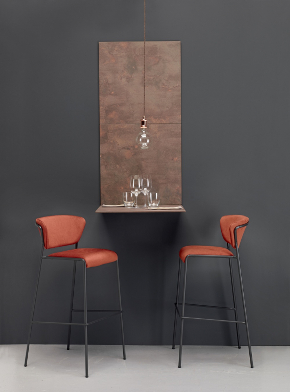 Стул барный с обивкой Scab Design Lisa, антрацит, красный