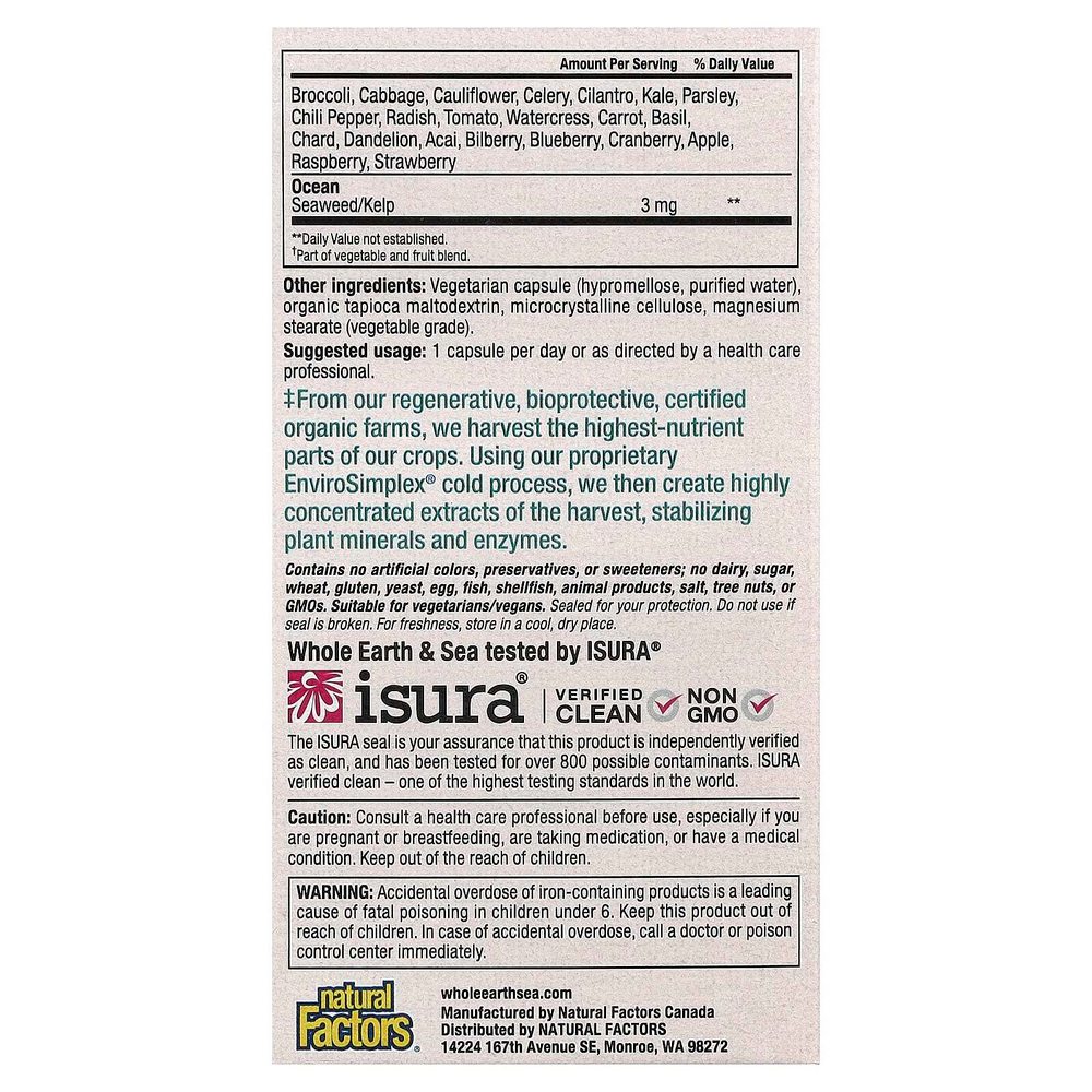 Natural Factors, Whole Earth & Sea®, мультивитамины для женщин, 60 вегетарианских капсул