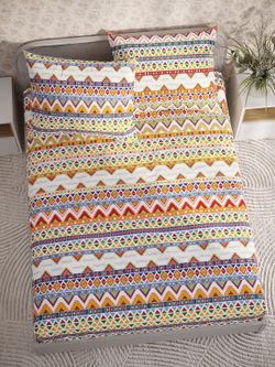 Постельное белье перкаль Сказка "Орнамент" евро Наволочка 50х70 см 2 шт Простынь на резинке 180x200 см Пододеяльник 200x215 см