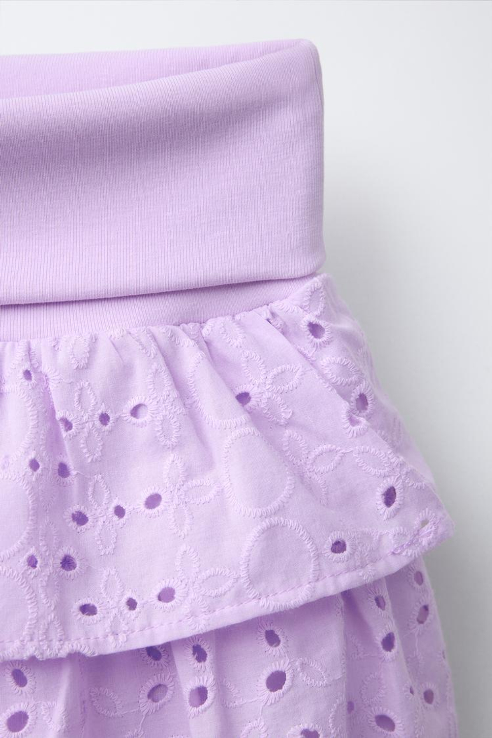 ZARA ЮБКА С ВЫШИВКОЙ ШИФФЛИ И ПОЯСОМ С ОТВОРОТОМ, СИРЕНЕВЫЙ