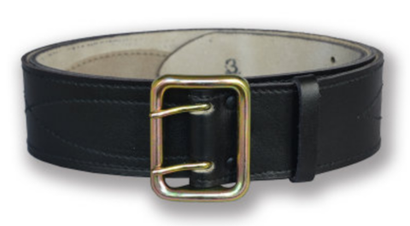 Ремень офицерский кожаный, черный, поясной с анодированной пряжкой (h=50мм)