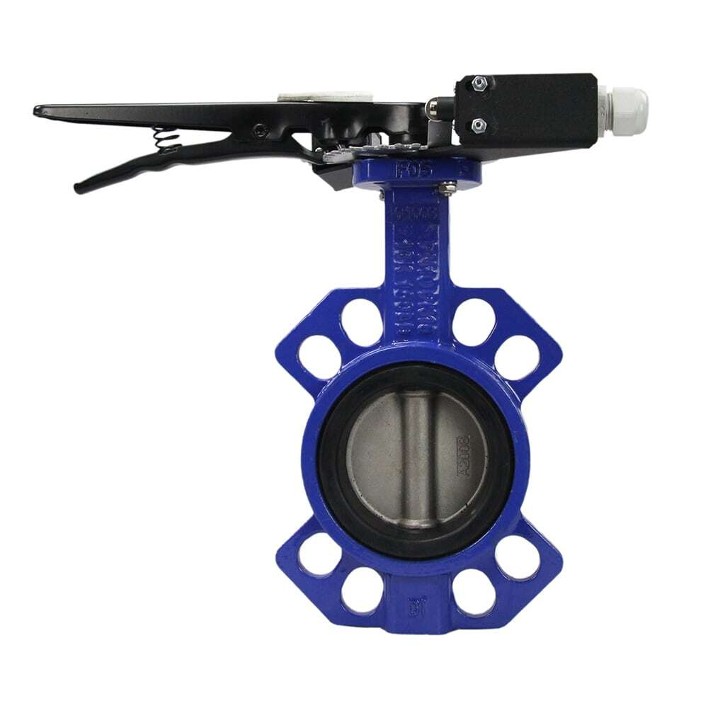 Water butterfly valve Elephant GG25-316L-NBR body material - cast iron GG25, disk material - stainless steel AISI 316L, seal - NBR with handle, with two LS-103 250V limit switches and a bracket for mounting the limit switches