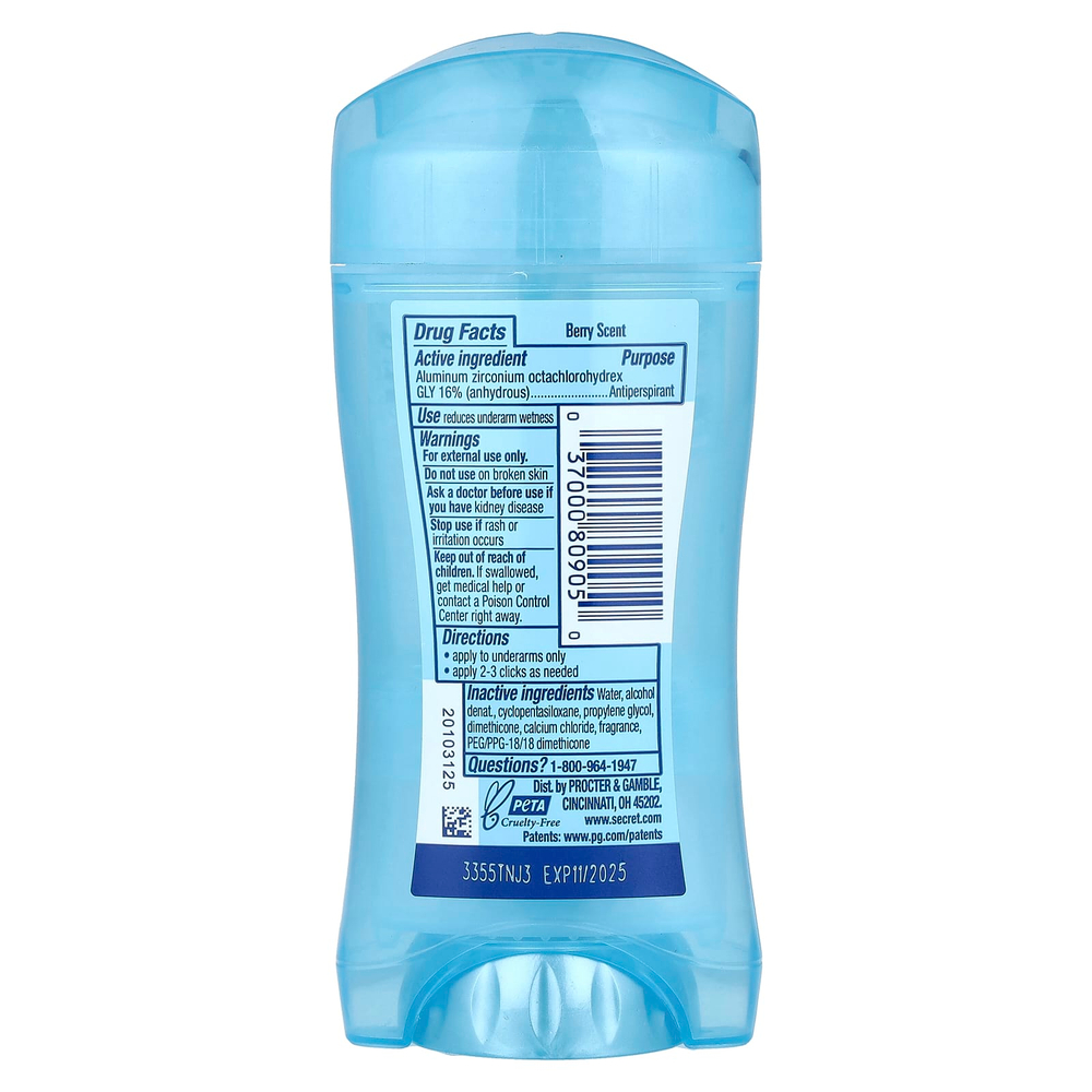 Secret, 48 Hour Clear Gel, антиперспирант / дезодорант, освежающие ягоды, 73 г (2,6 унции)